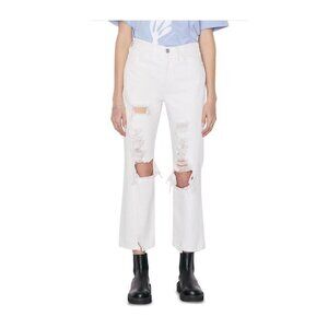 Frame Denim Womens White High Rise Ripped Cropped Flare Leg Jeans Sz 28 New